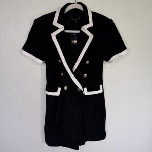 English Factory Terrycloth Blazer Romper Womens Medium Chic Preppy Business M